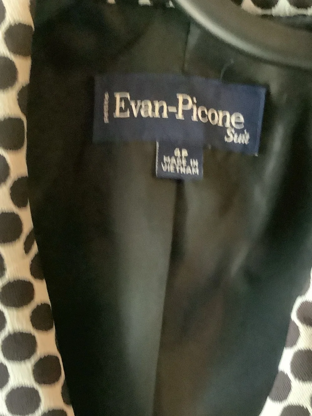 Evan Picone Black and White Polka Dot Short Sleeve Blazer